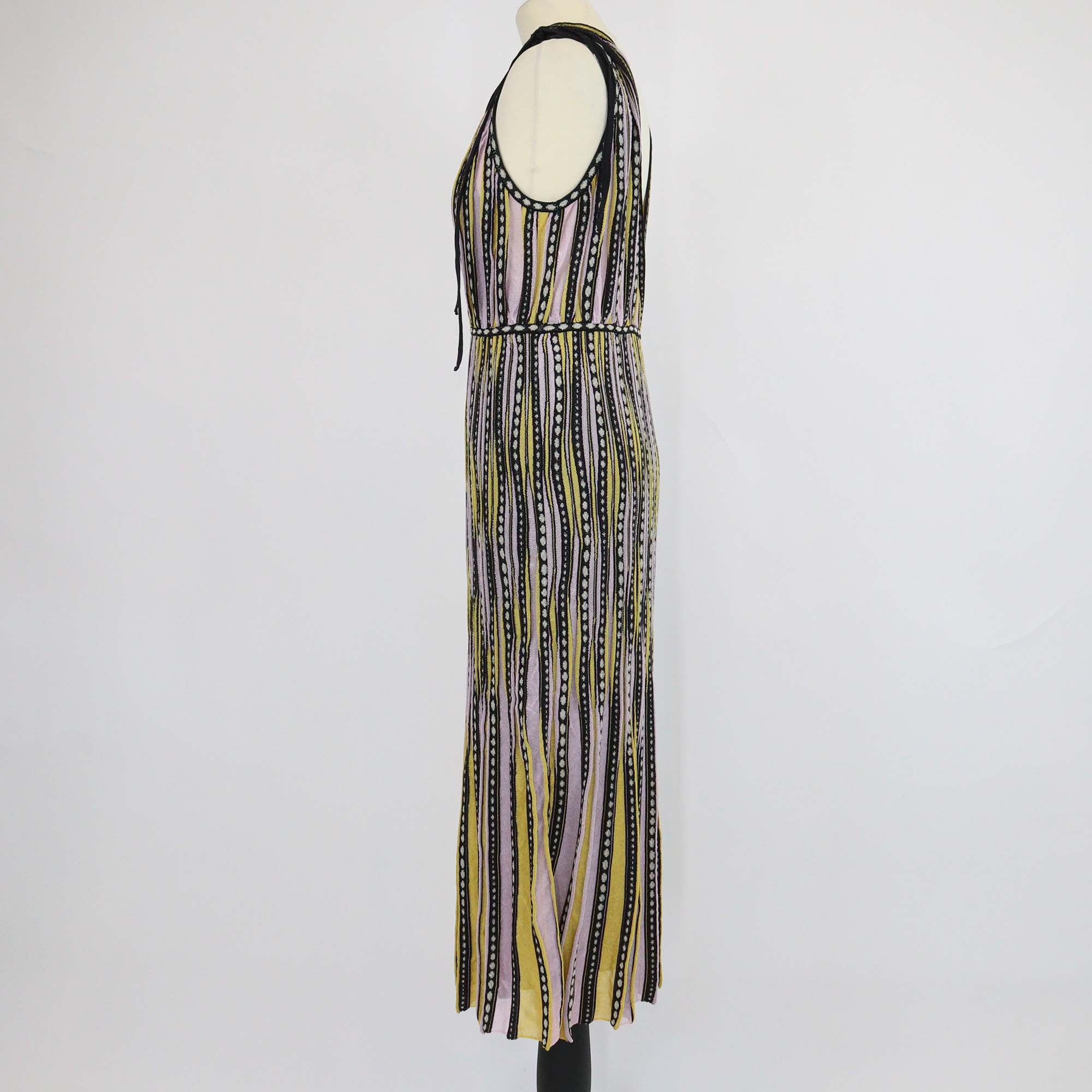 M Missoni Multicolor Pattern Striped Sleeveless Midi Dress