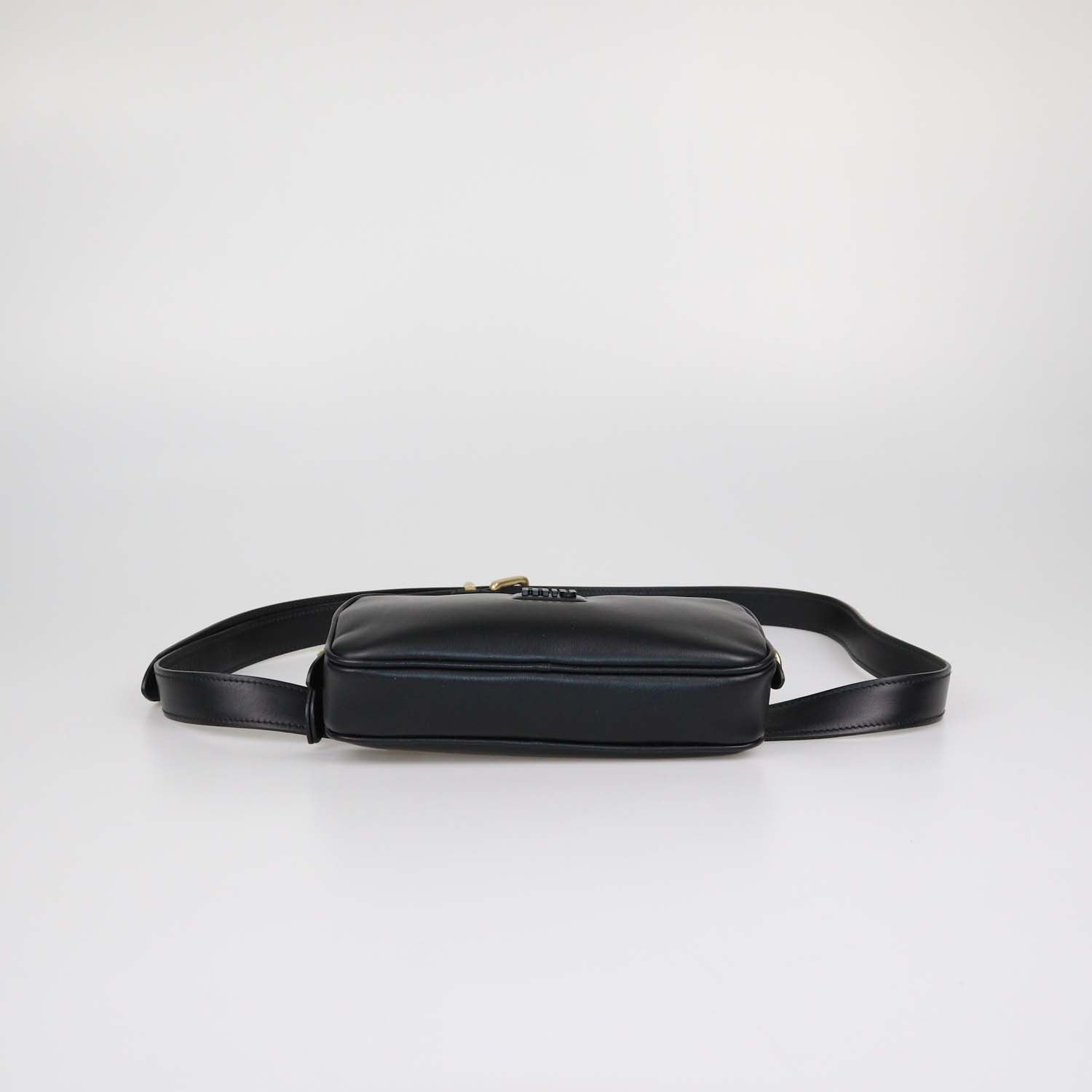 Miu Miu Black Leather Logo Belt Bag