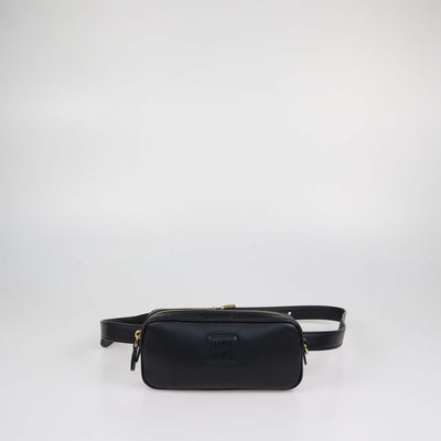 Miu Miu Black Leather Logo Belt Bag