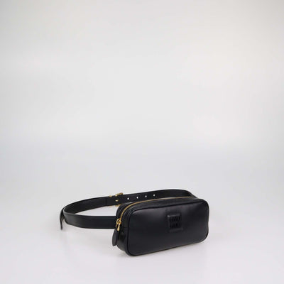 Miu Miu Black Leather Logo Belt Bag