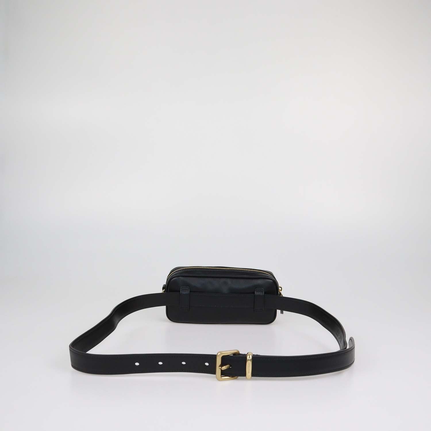 Miu Miu Black Leather Logo Belt Bag