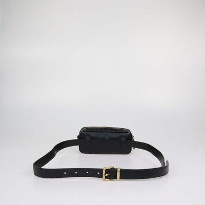 Miu Miu Black Leather Logo Belt Bag