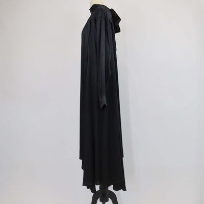 Balenciaga Black Silk Logo Jacquard Long Sleeve Maxi Dress