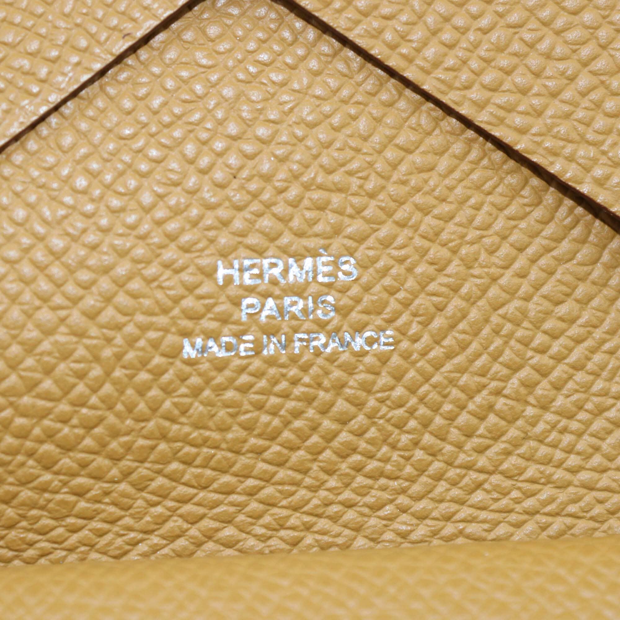 Hermes Caramel Epson Calvi Duo Compact Card Holder Womens Hermes 