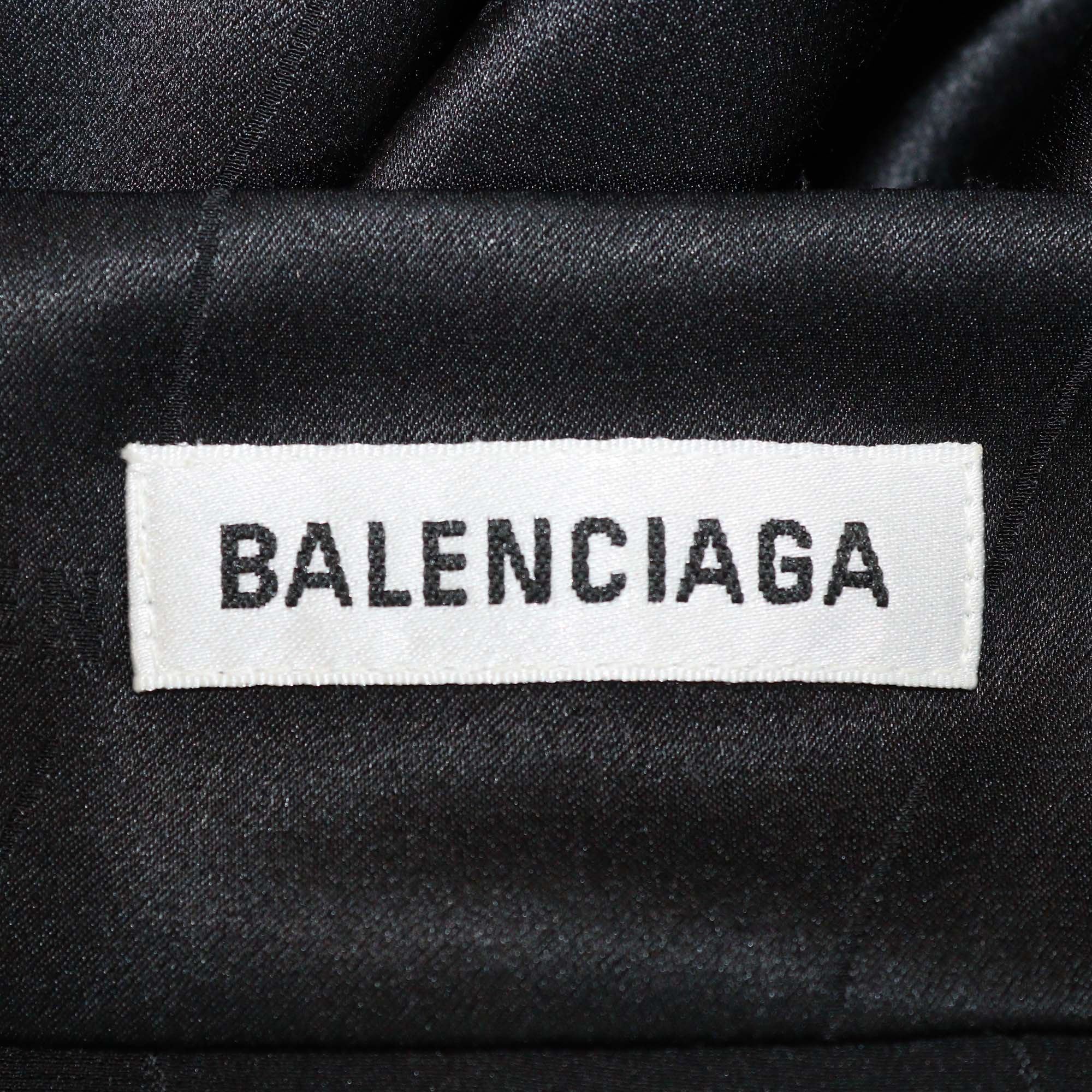 Balenciaga Black Silk Logo Jacquard Long Sleeve Maxi Dress