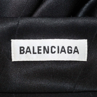 Balenciaga Black Silk Logo Jacquard Long Sleeve Maxi Dress