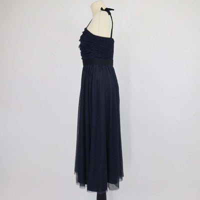 Sandro Navy Blue Pleated Elastic Waist Midi Dress