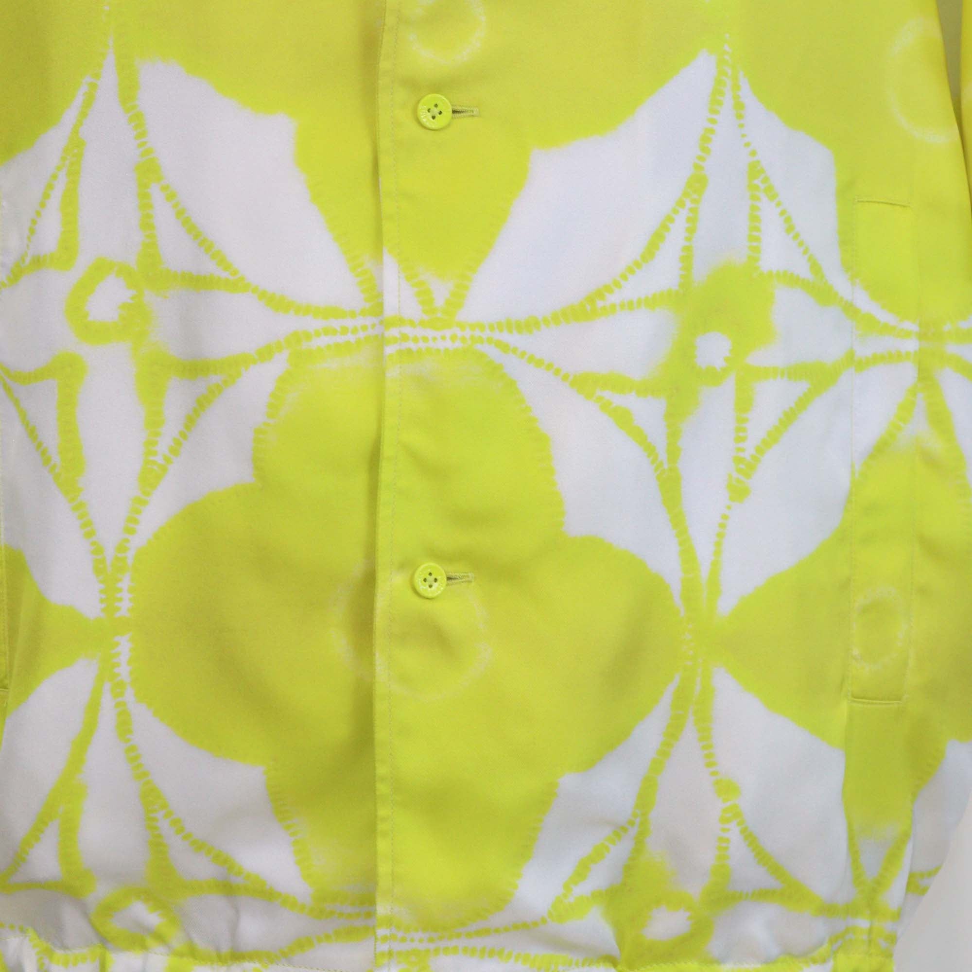 Louis Vuitton Yellow/White Silk Shibori Tie Dye Short Sleeve Shirt & Short Set