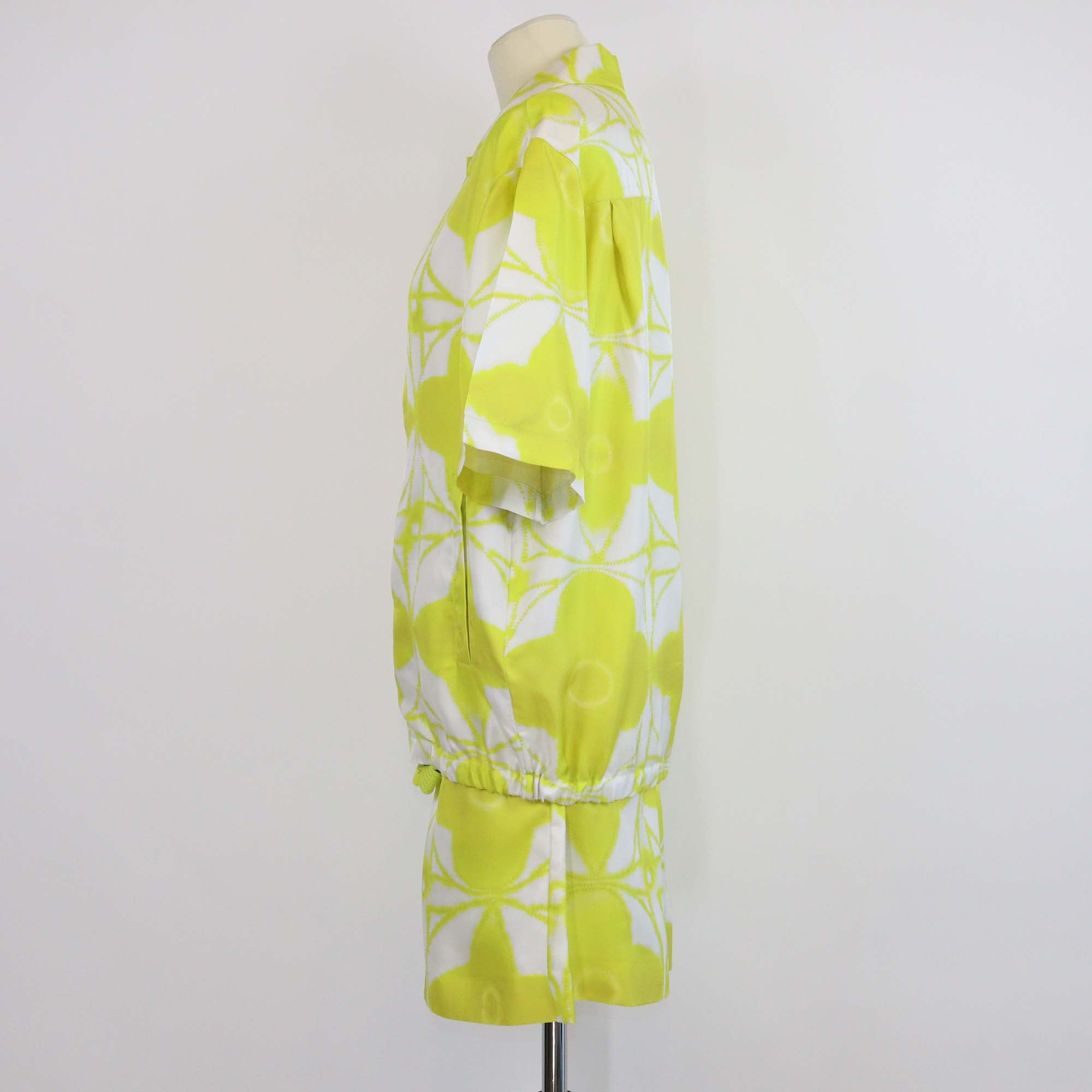 Louis Vuitton Yellow/White Silk Shibori Tie Dye Short Sleeve Shirt & Short Set