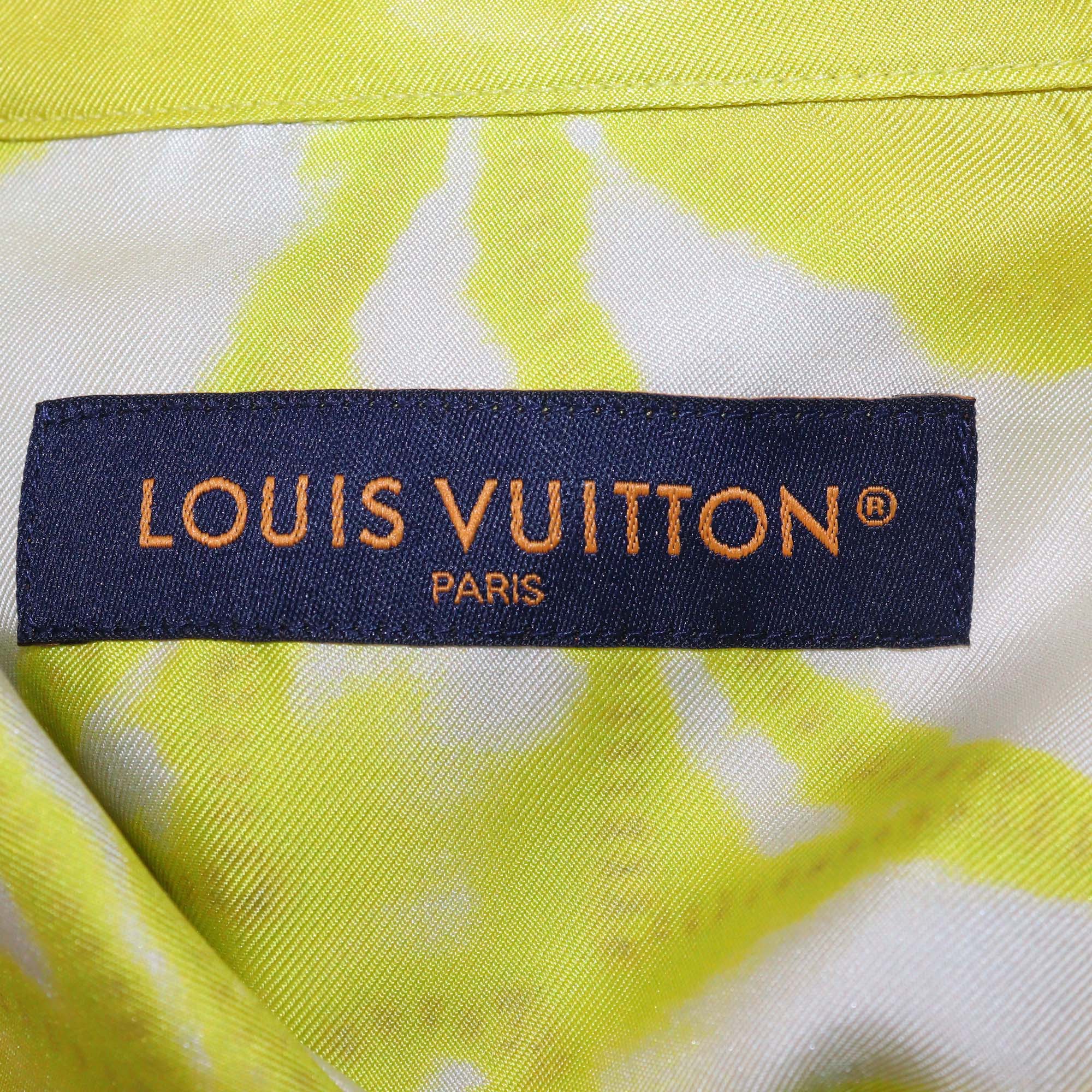 Louis Vuitton Yellow/White Silk Shibori Tie Dye Short Sleeve Shirt & Short Set
