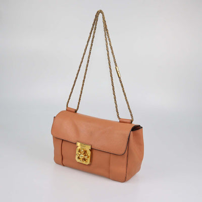 Chloe Peach Leather Medium Elsie Shoulder Bag