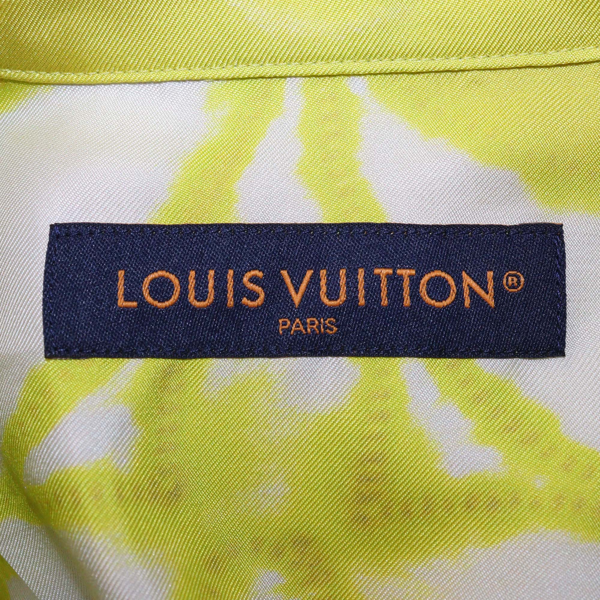 Louis Vuitton Yellow/White Silk Shibori Tie Dye Short Sleeve Shirt & Short Set