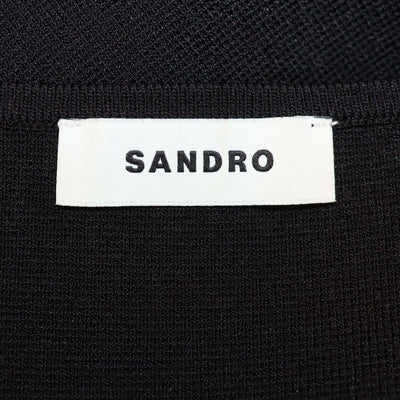 Sandro Black Blend Viscose Knitted Cutout Long Sleeve Midi Dress