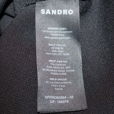 Sandro Black Blend Viscose Knitted Cutout Long Sleeve Midi Dress