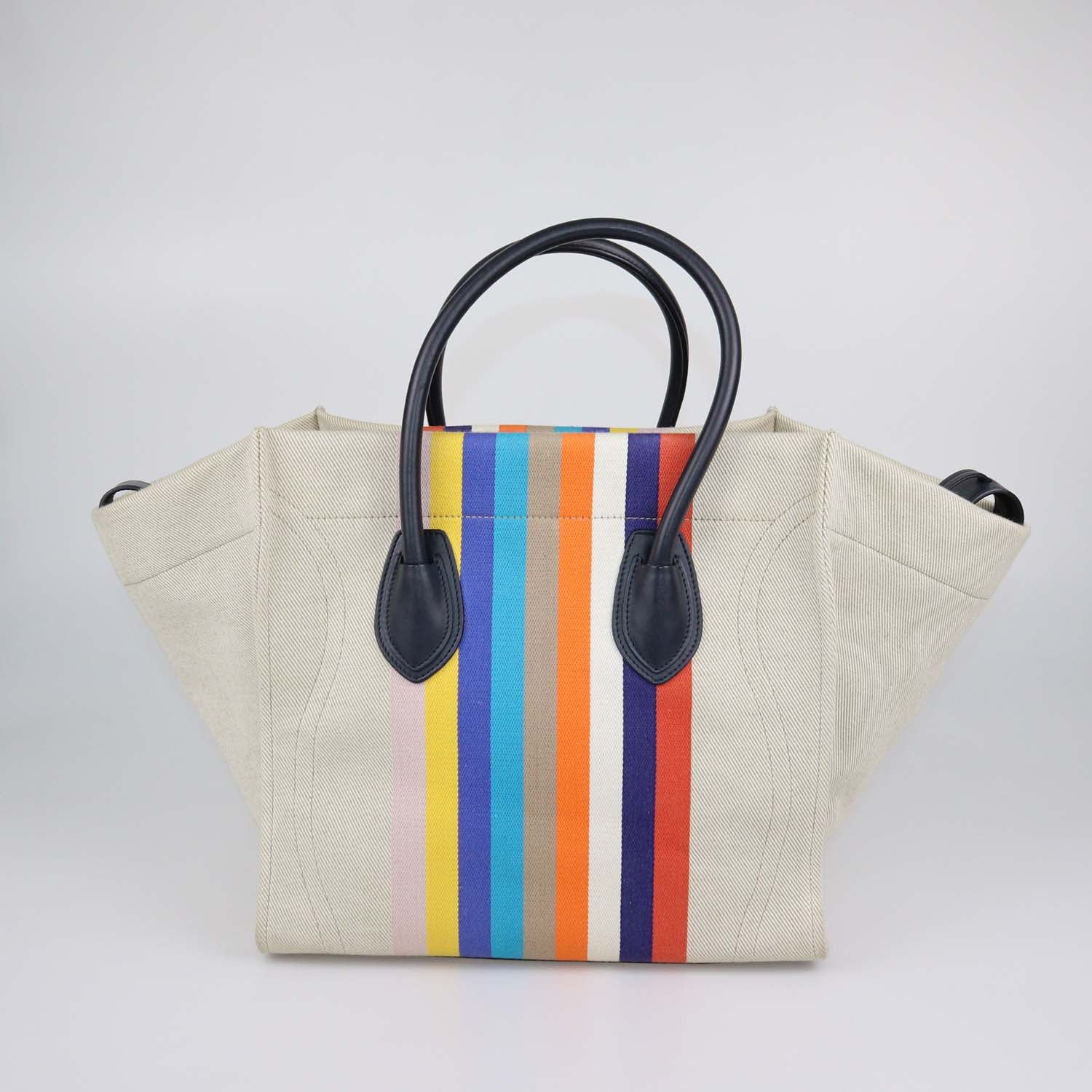 Celine Beige/Black Striped Multicolor Canvas Medium Phantom Luggage Tote