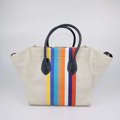 Celine Beige/Black Striped Multicolor Canvas Medium Phantom Luggage Tote