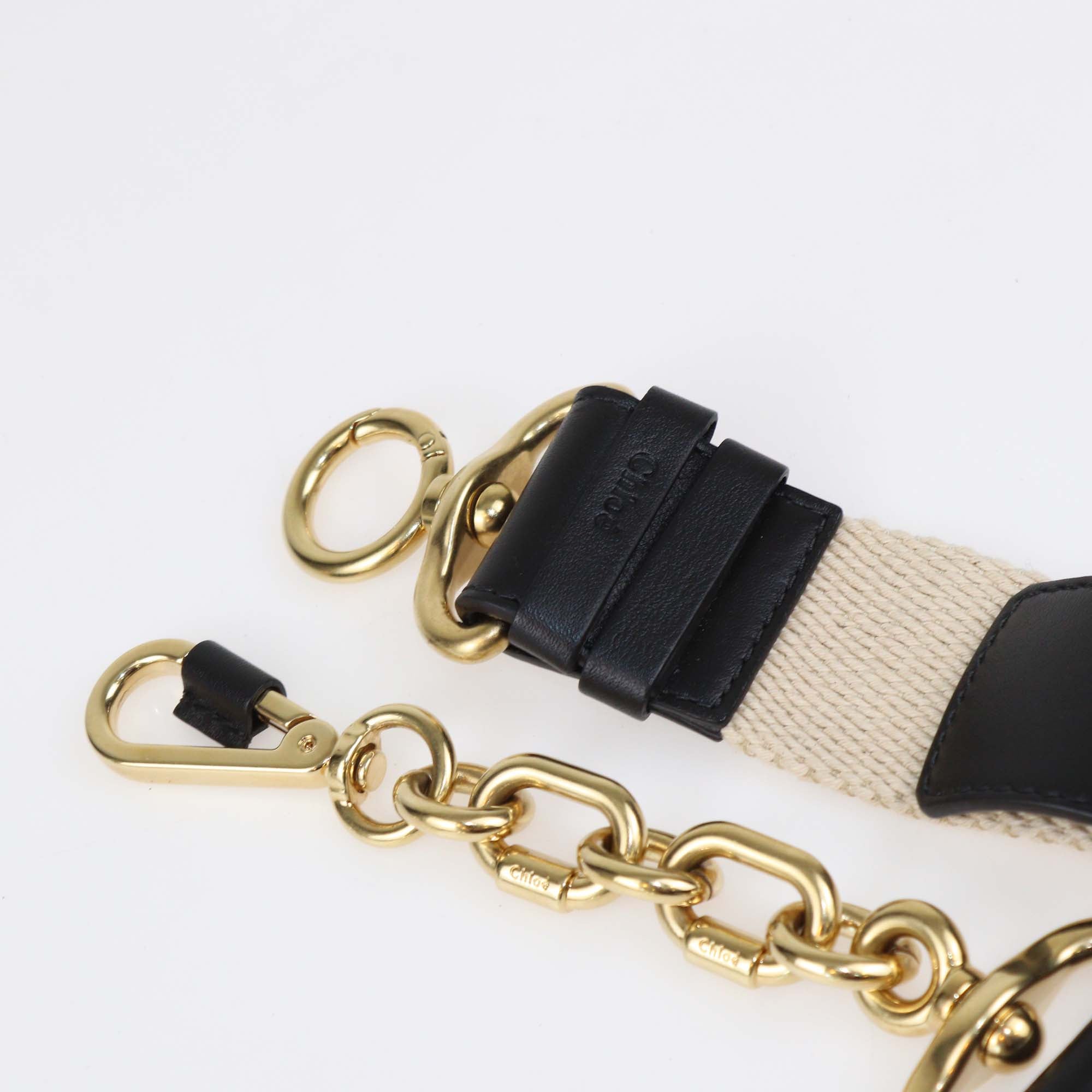 Chloe Beige/Black Fabric Bag Shoulder Strap