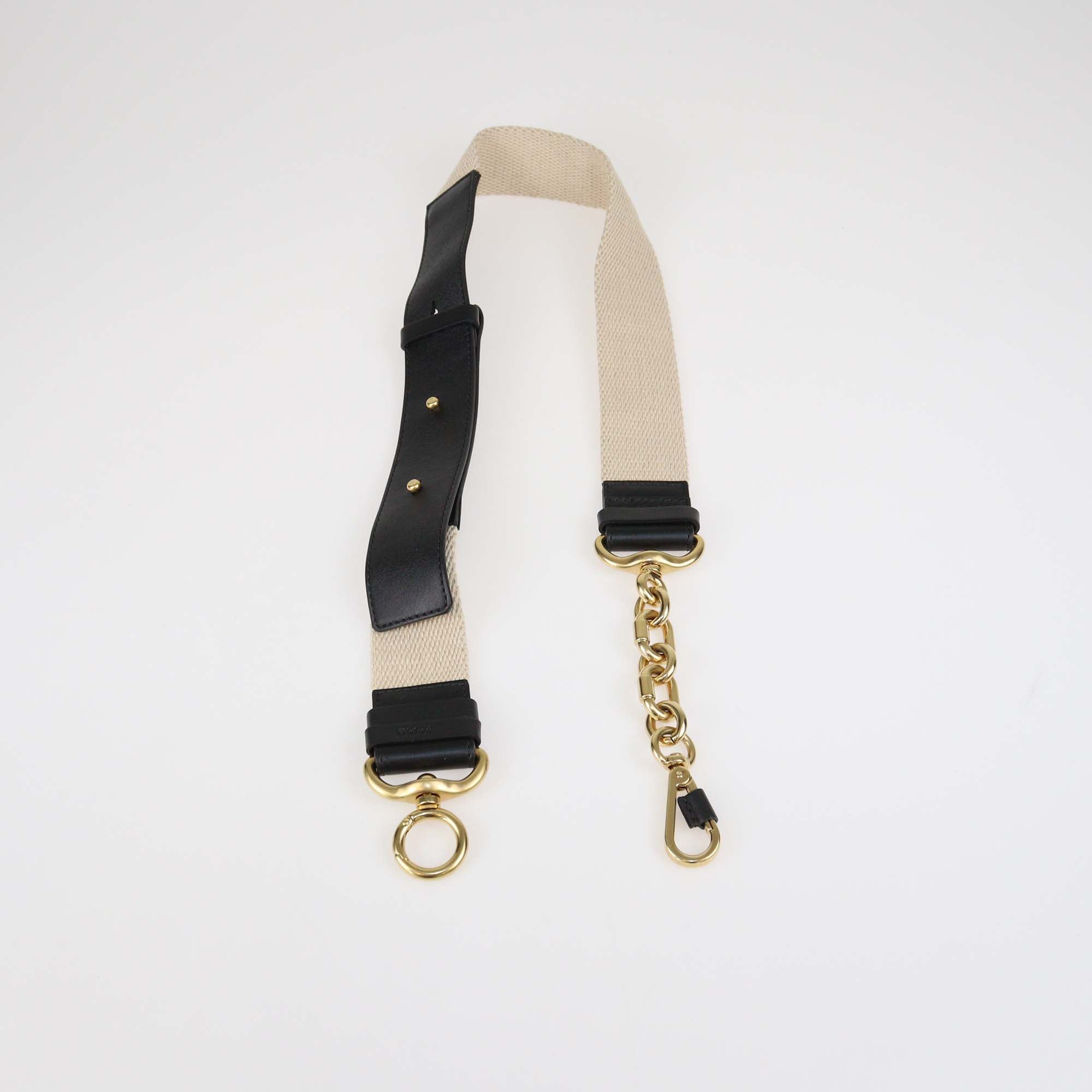 Chloe Beige/Black Fabric Bag Shoulder Strap