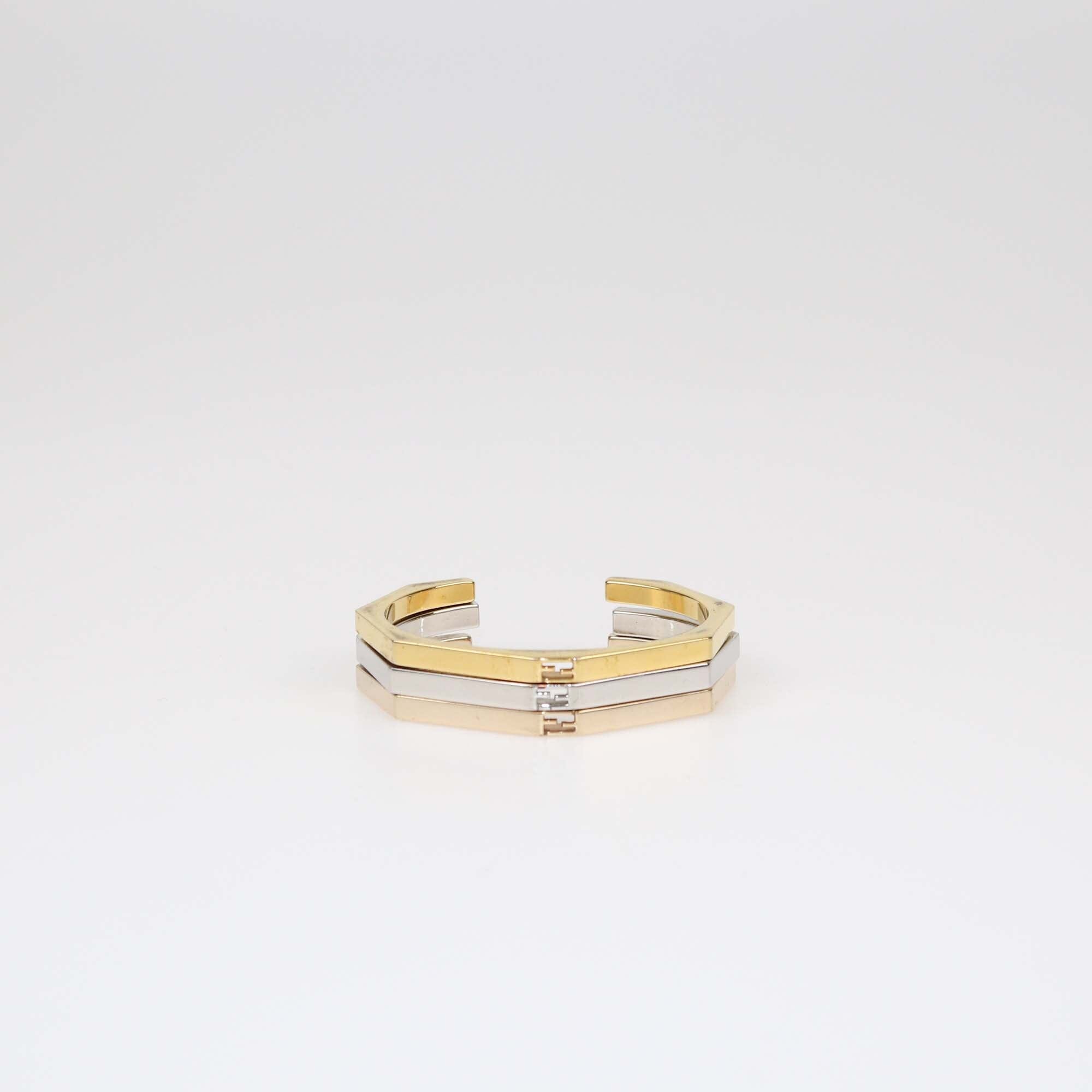 Fendi Bi-color Baguette Set of 3 Open Cuff Bracelet S Womens Fendi 