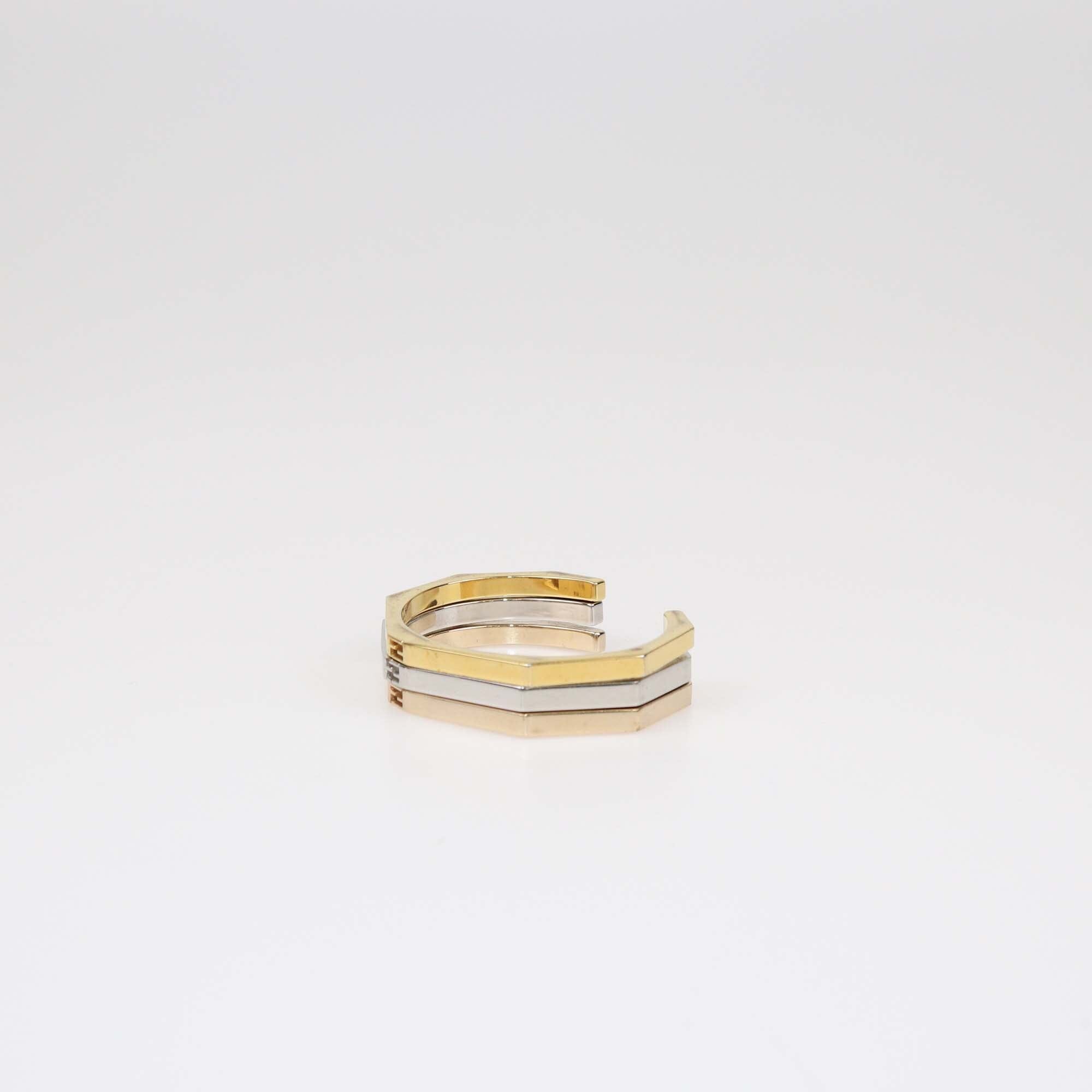 Fendi Bi-color Baguette Set of 3 Open Cuff Bracelet S Womens Fendi 