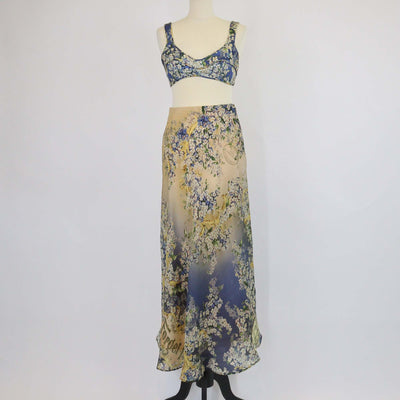 Zimmermann Multicolor Silk Floral Print Tama Bralette and Maxi Skirt Set