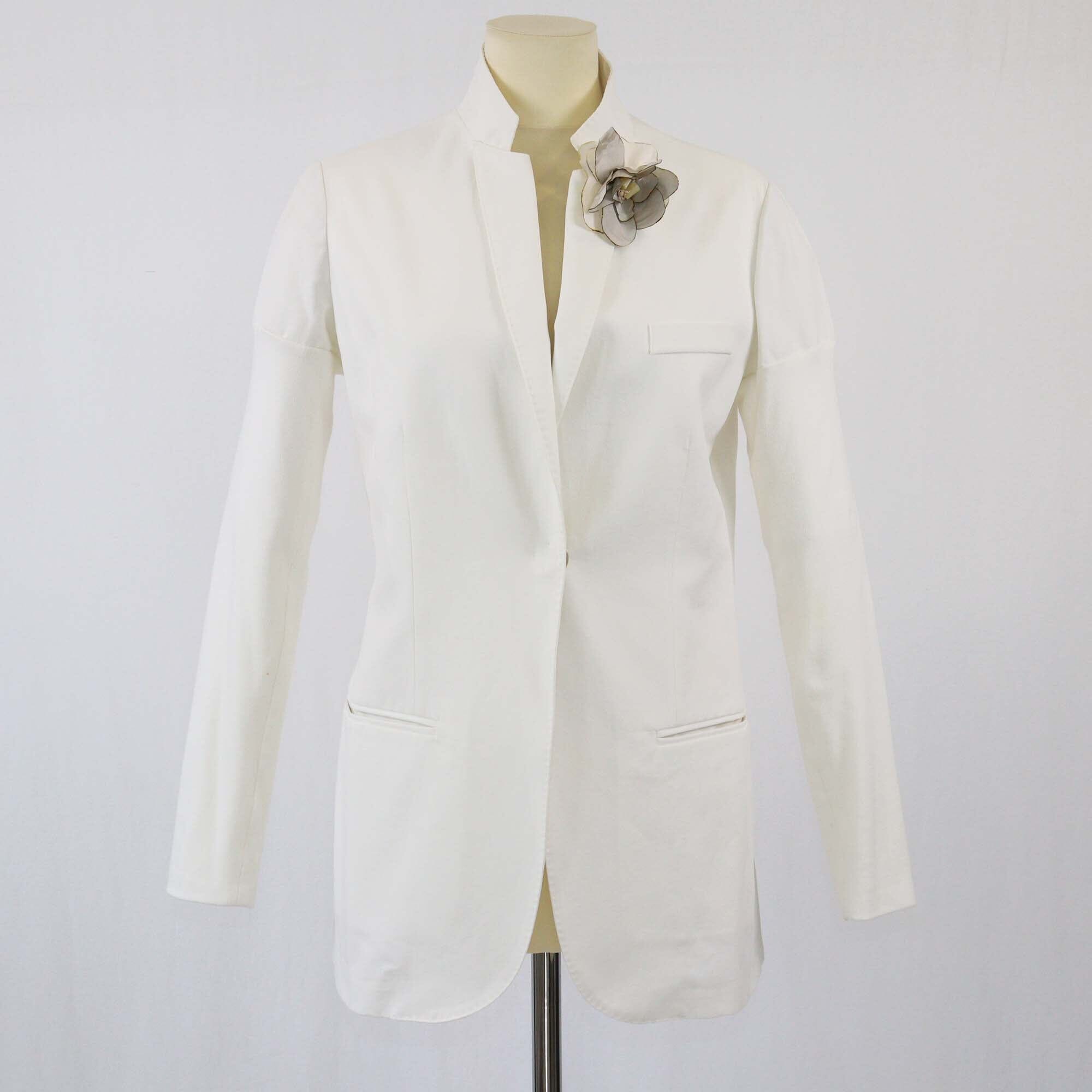 Brunello Cucinelli White Flower Embellishment Blazer Womens Brunello Cucinelli 