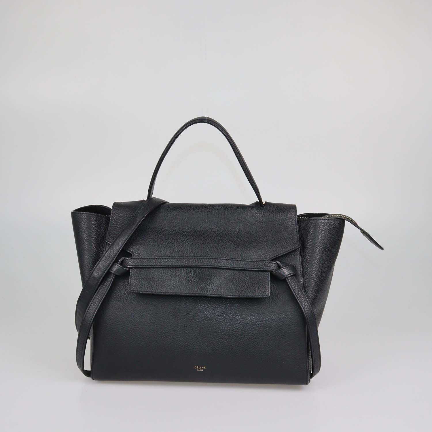 Celine Black Leather Mini Belt Top Handle Bag