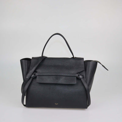 Celine Black Leather Mini Belt Top Handle Bag