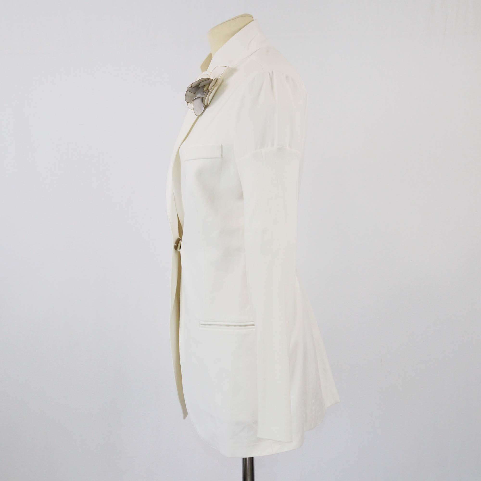 Brunello Cucinelli White Flower Embellishment Blazer Womens Brunello Cucinelli 