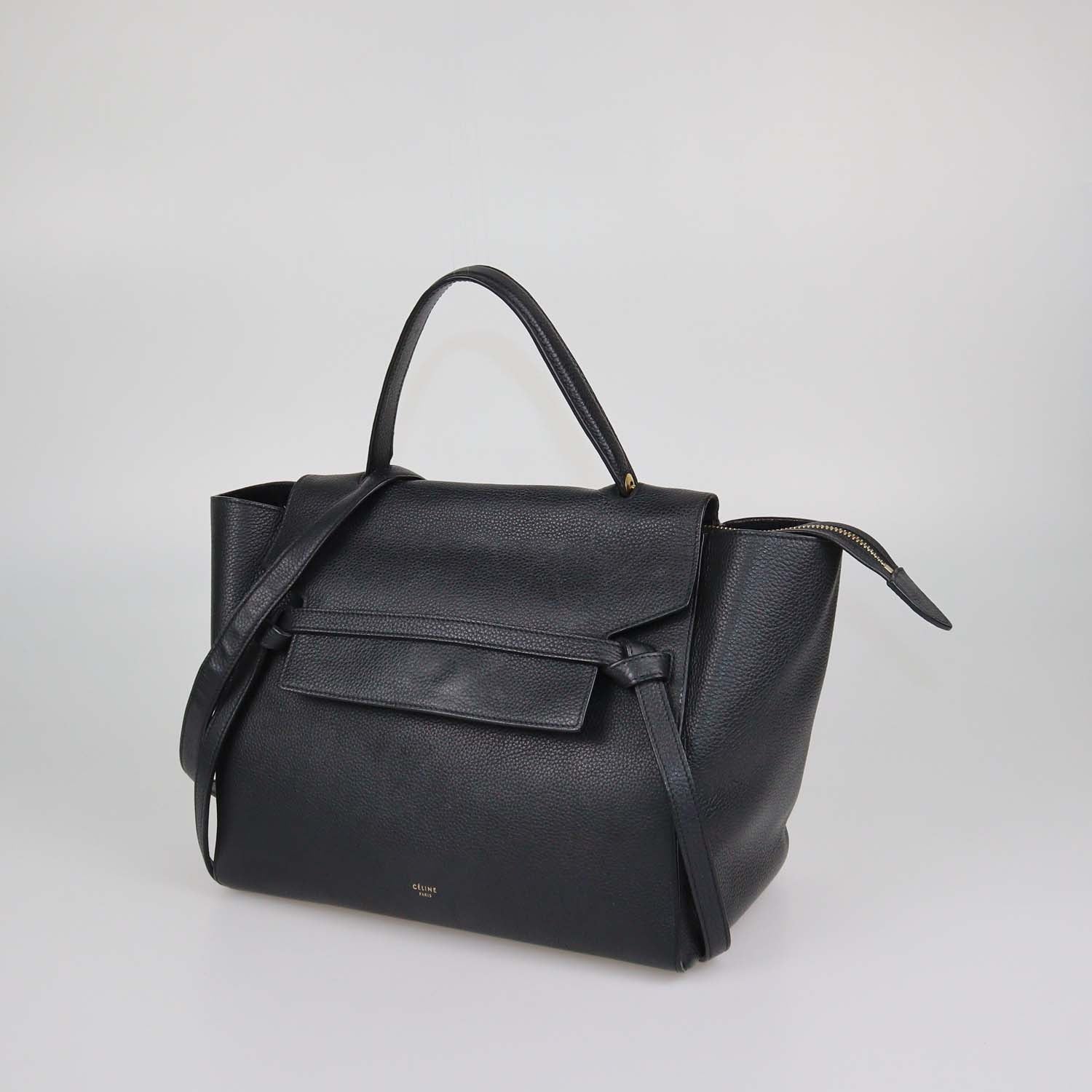 Celine Black Leather Mini Belt Top Handle Bag