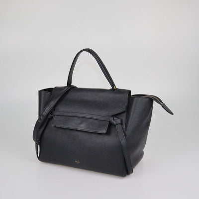 Celine Black Leather Mini Belt Top Handle Bag