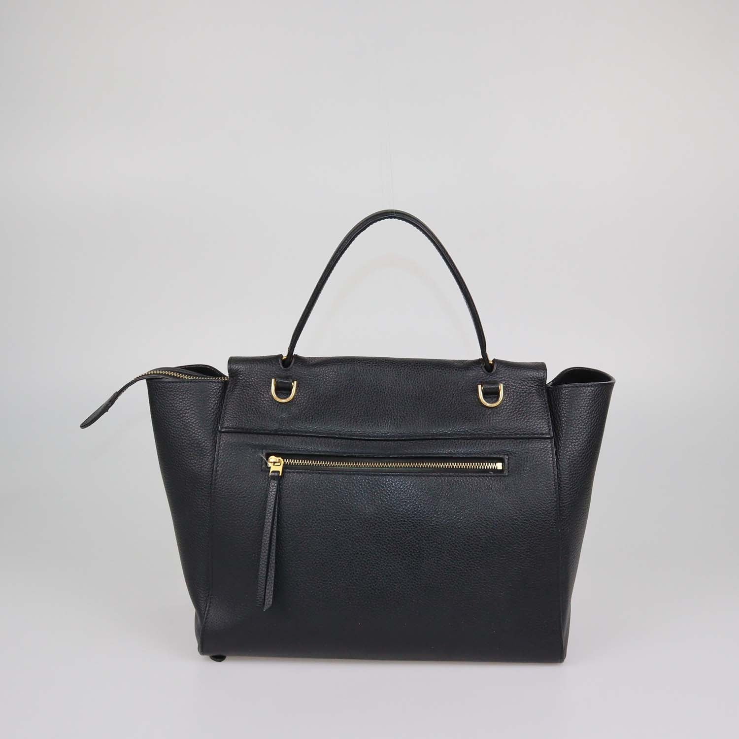 Celine Black Leather Mini Belt Top Handle Bag