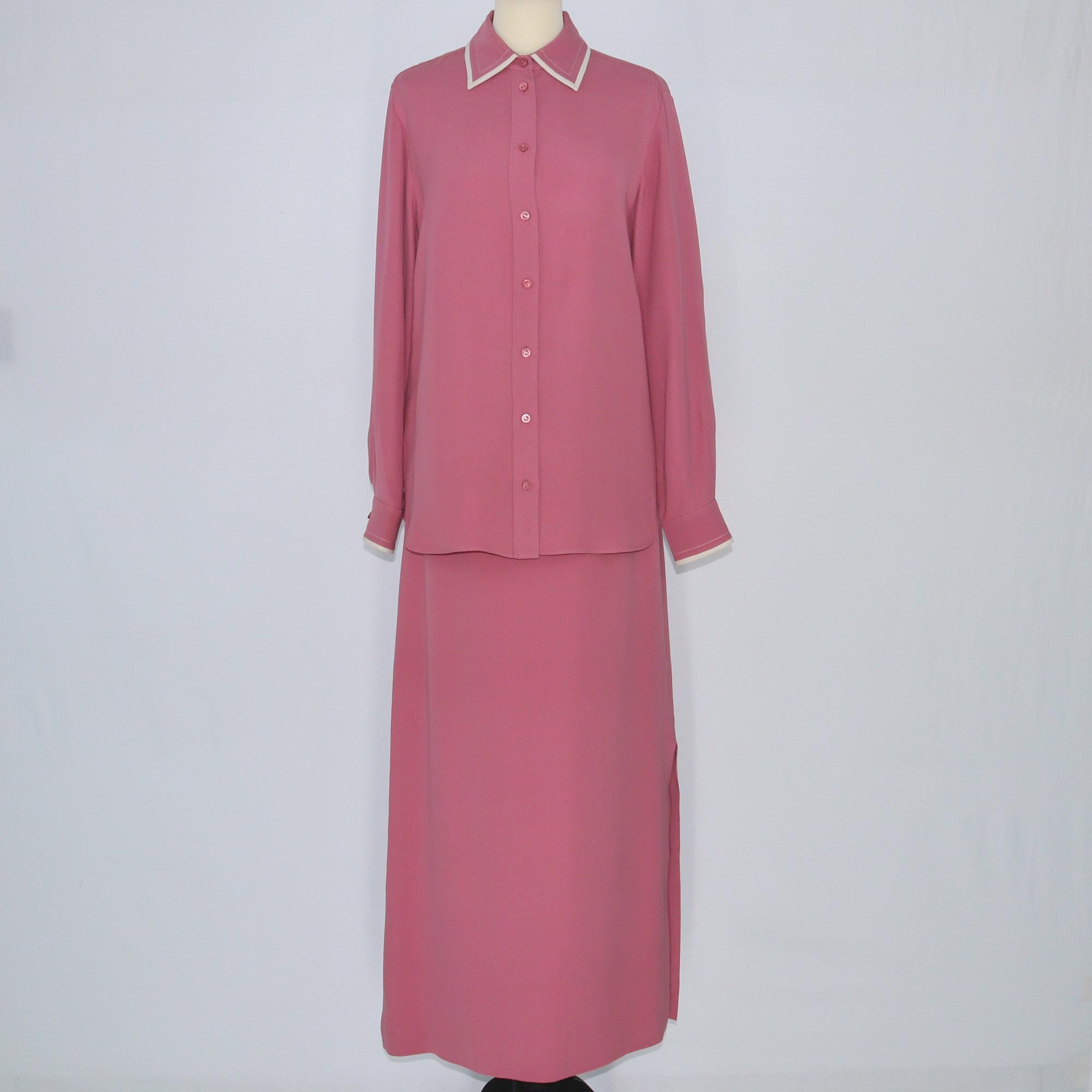 Pink/Cream Longsleeve Shirt and Skirt Set Clothing Loro Piana 