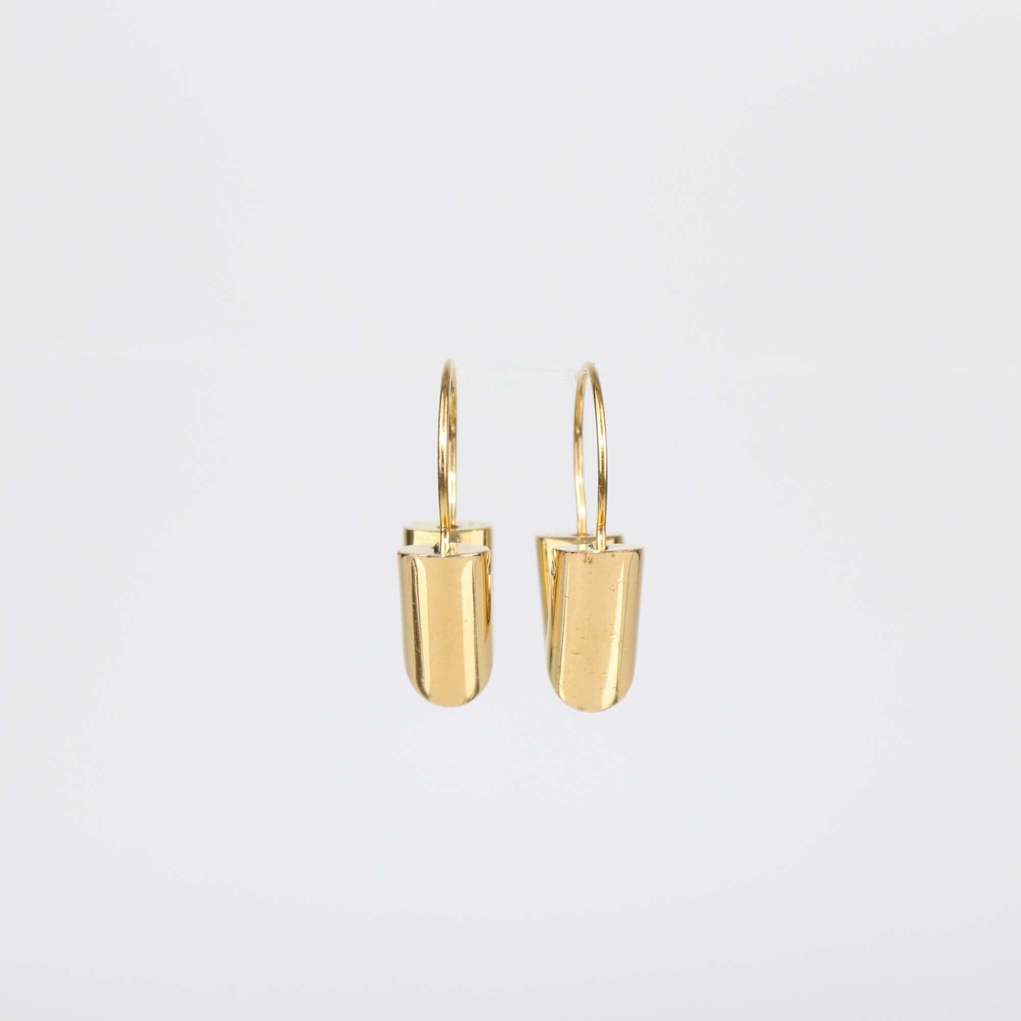Louis Vuitton Gold Tone Essential V Hoop Earrings Womens Louis Vuitton 