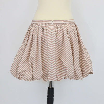Sandro Taupe Cotton Striped Poplin Bubble Mini Skirt
