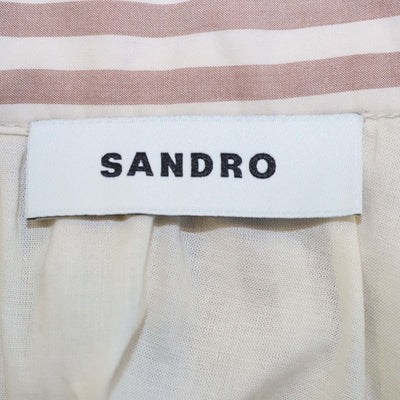 Sandro Taupe Cotton Striped Poplin Bubble Mini Skirt