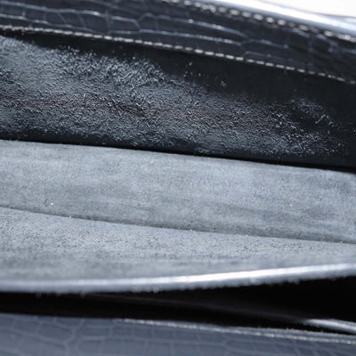 Saint Laurent Dark Grey Croc Embossed Leather Medium Sunset Shoulder Bag