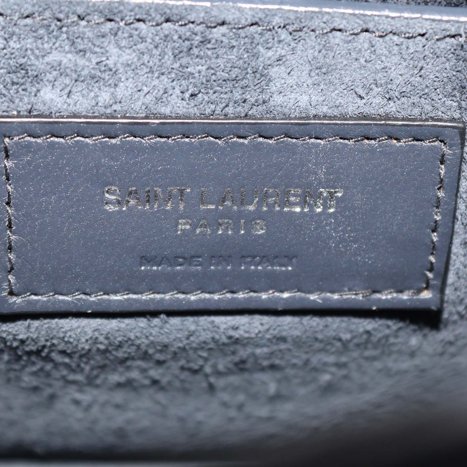 Saint Laurent Dark Grey Croc Embossed Leather Medium Sunset Shoulder Bag