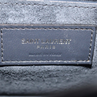Saint Laurent Dark Grey Croc Embossed Leather Medium Sunset Shoulder Bag