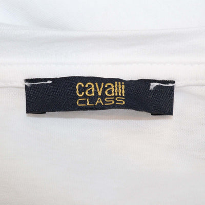 Cavalli Class White Cotton Logo Print T-Shirt