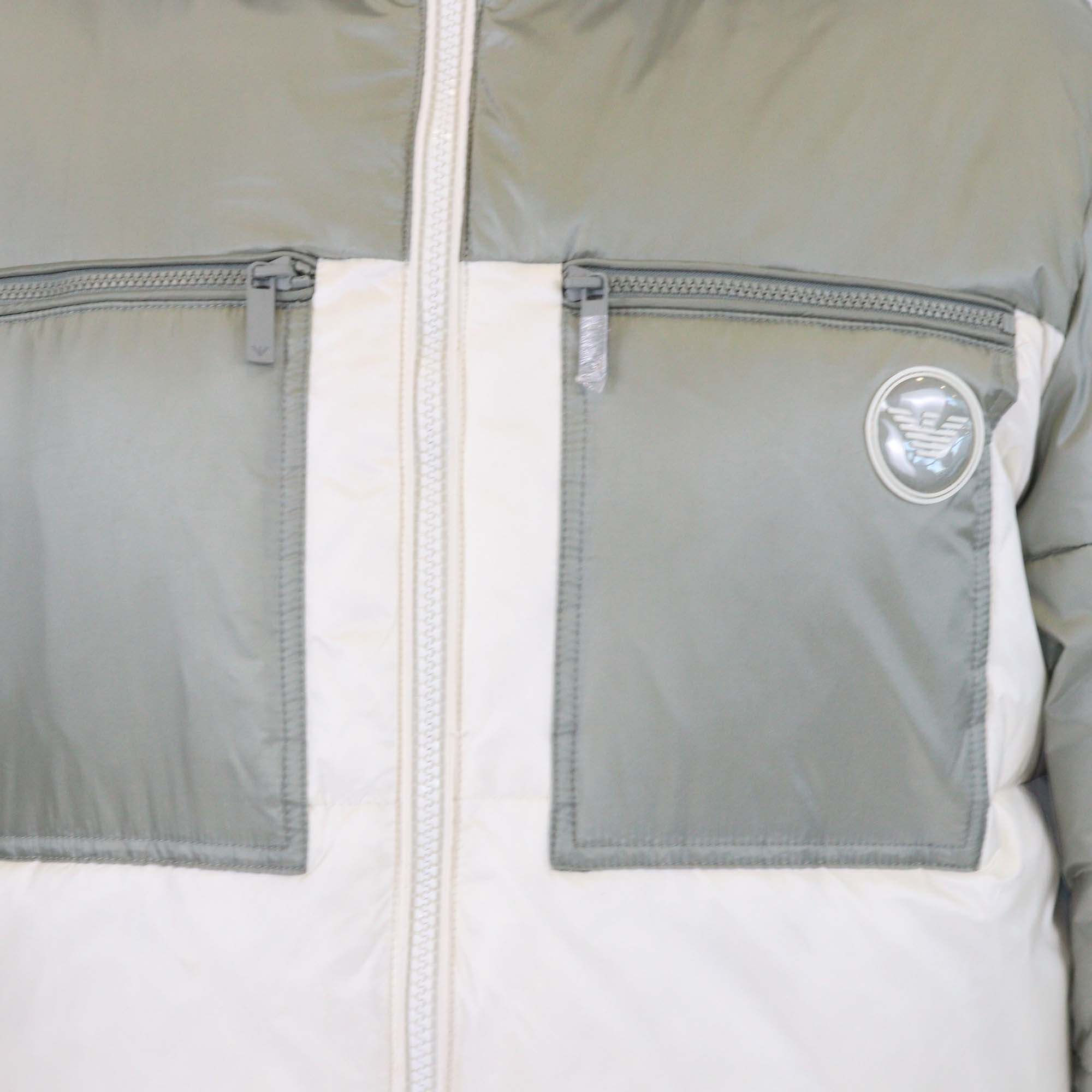 Emporio Armani Junior Sage Green/White Synthetic Puffer Down Jacket