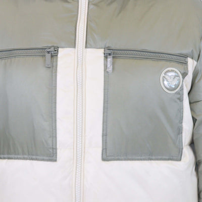 Emporio Armani Junior Sage Green/White Synthetic Puffer Down Jacket