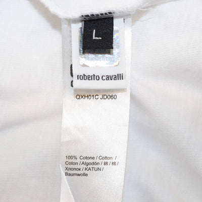 Cavalli Class White Cotton Logo Print T-Shirt
