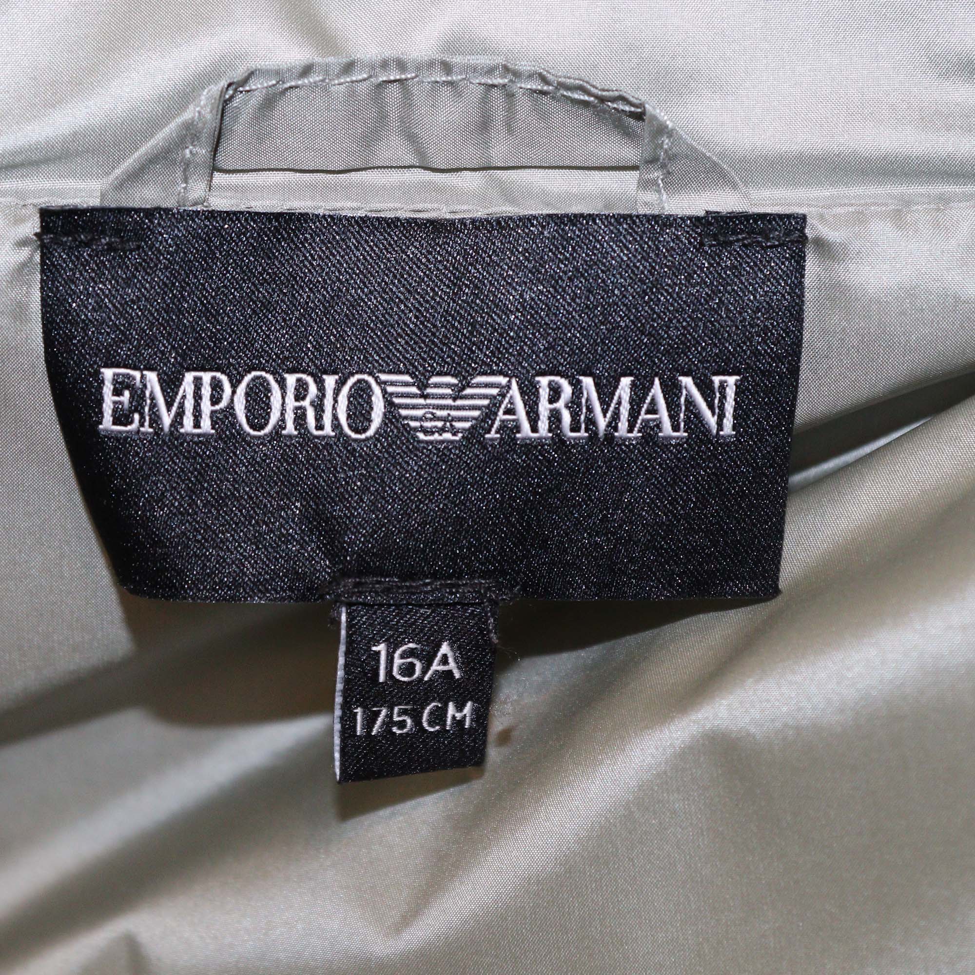 Emporio Armani Junior Sage Green/White Synthetic Puffer Down Jacket