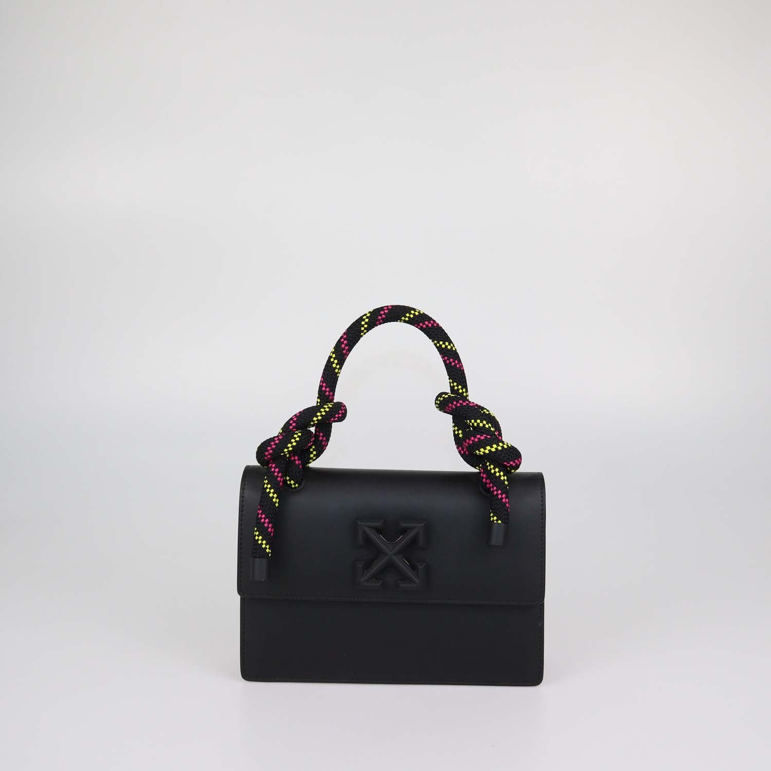 Off-White Black Leather Gummy Jitney 1.4 Top Handle Bag