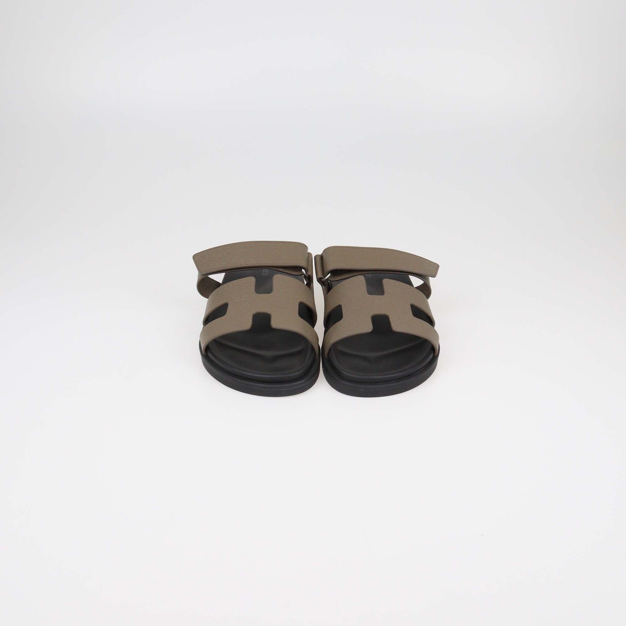 Hermes Etoupe Epsom Chypre Sandals Womens Hermes 