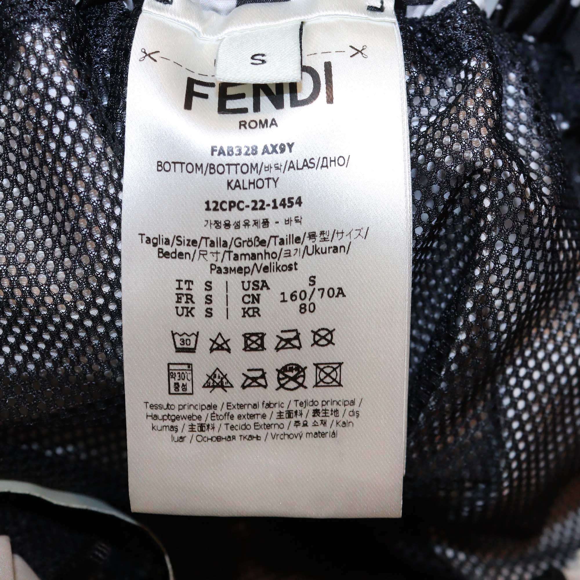 Fendi x marc Jacobs White/Black All Over Print Cropped Hooded Jacket & Drawstring Side Zip Pants Set