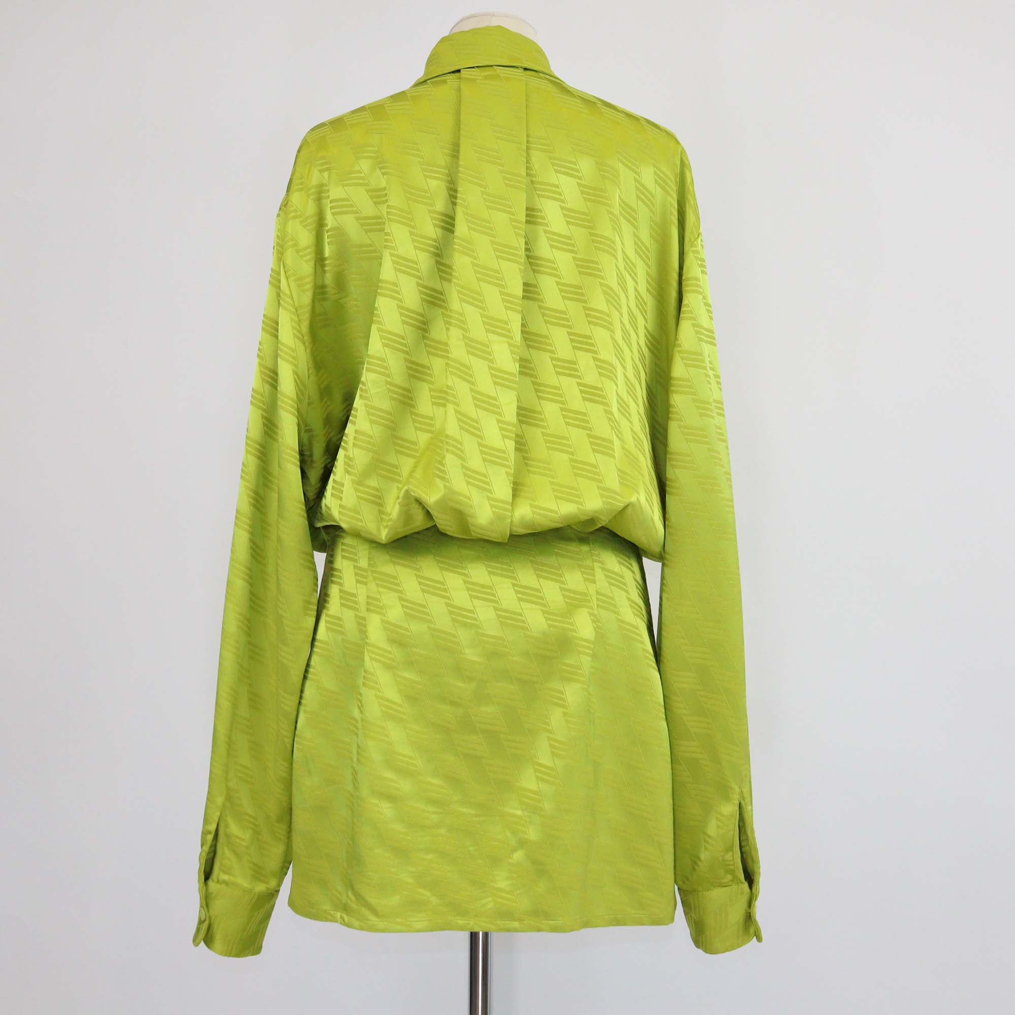 The Attico Metallic Green Blend Viscose Zigzag Jacquard Mini Dress