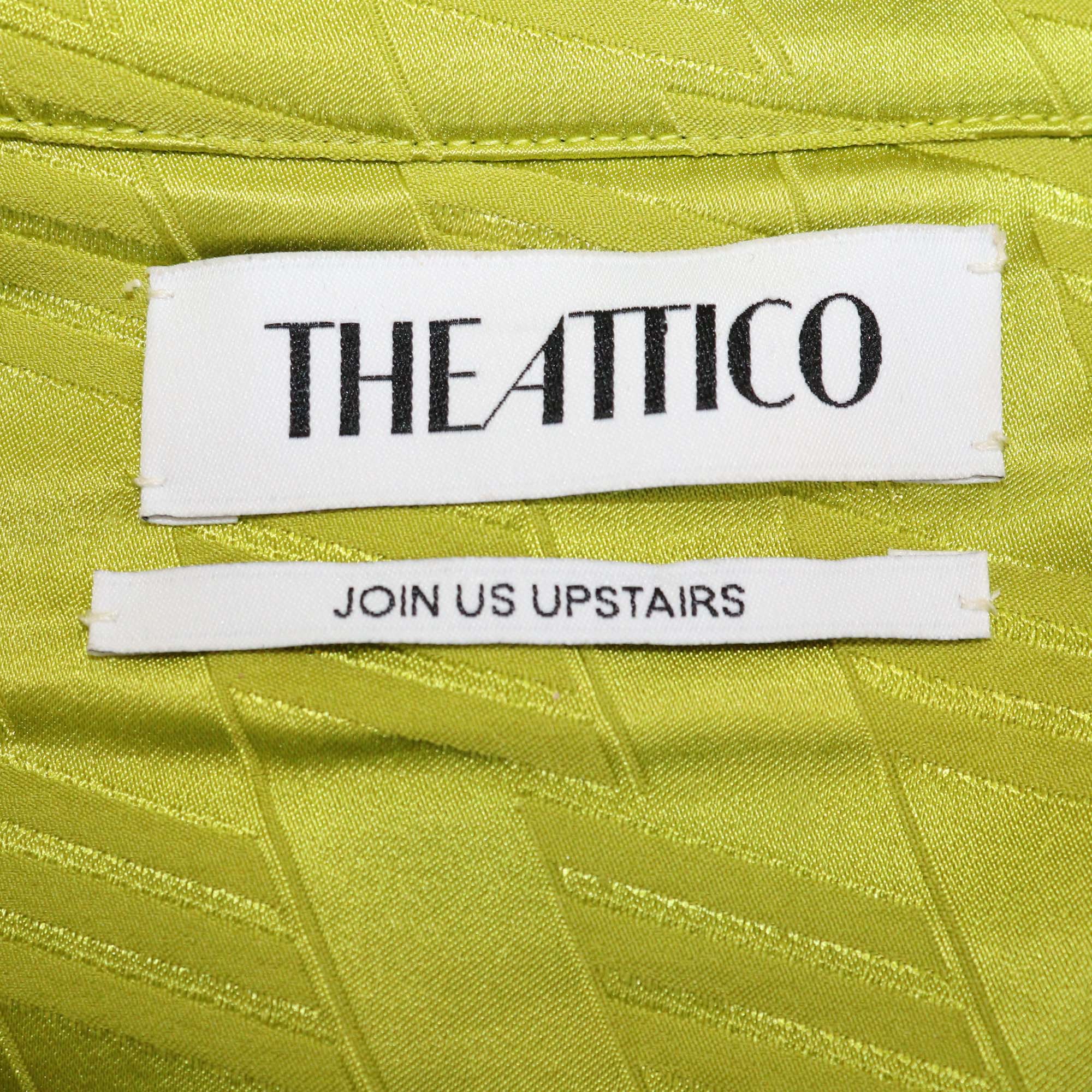 The Attico Metallic Green Blend Viscose Zigzag Jacquard Mini Dress