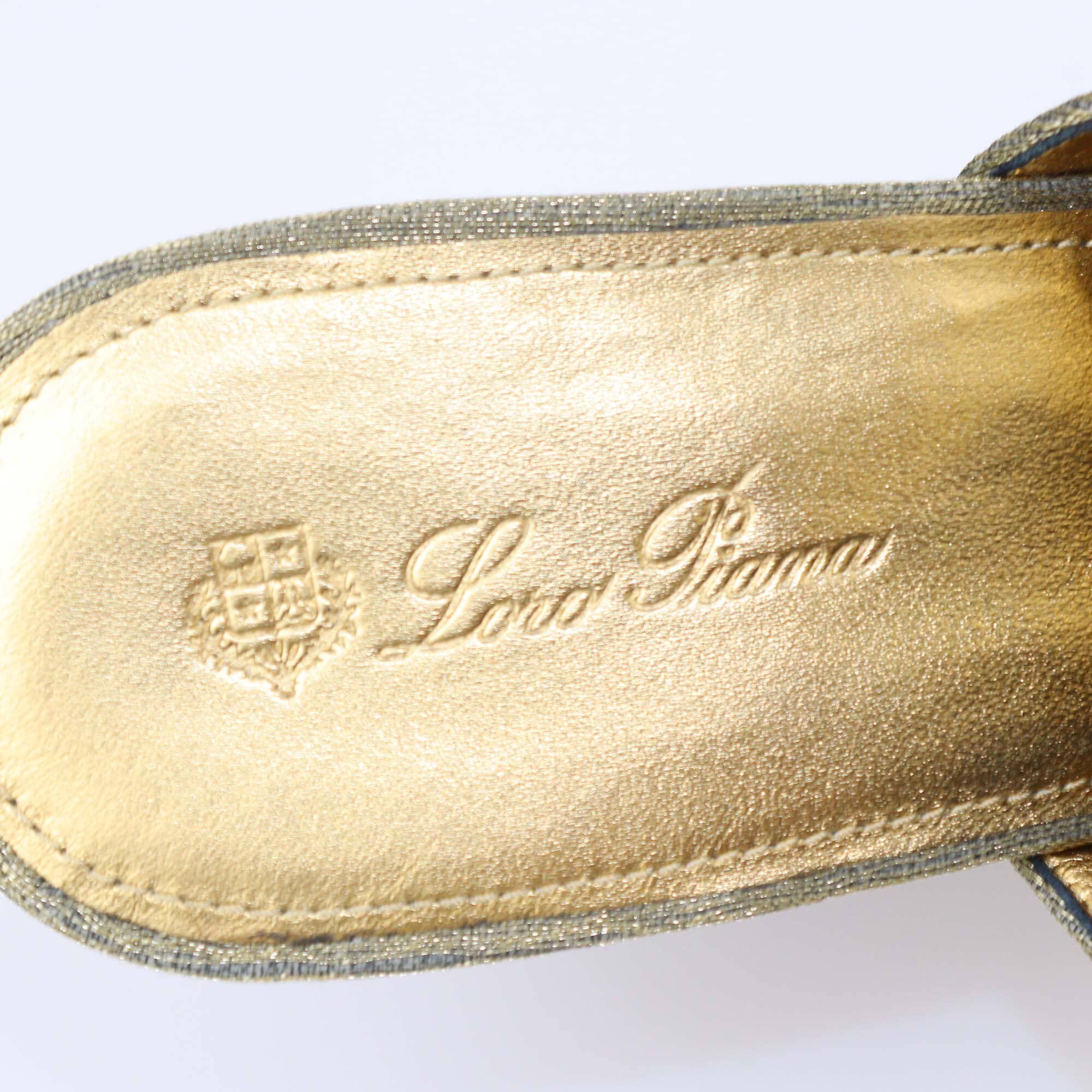 Loro Piana Metallic Olive Green Wedge Mules Womens Loro Piana 